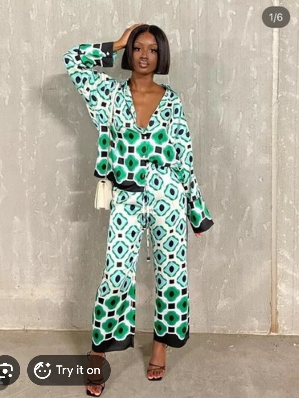 ZARA 2pc SET CO ORD Flowy Geometric Print Pants and TopSIZE XL/XXL - Picture 3 of 16